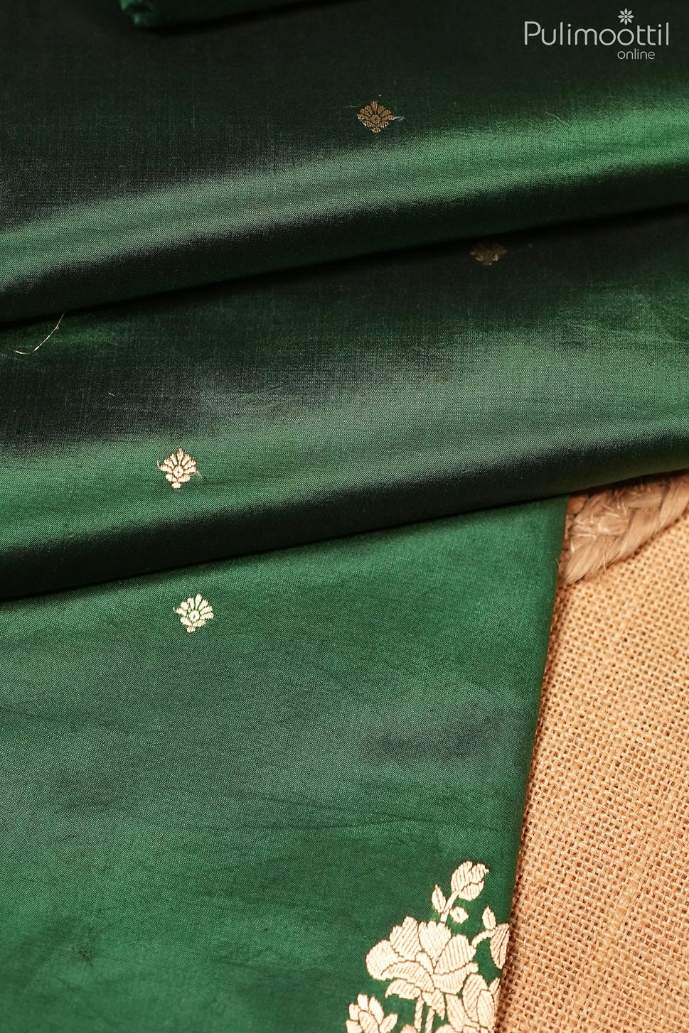 Bottle green color Mango silk saree