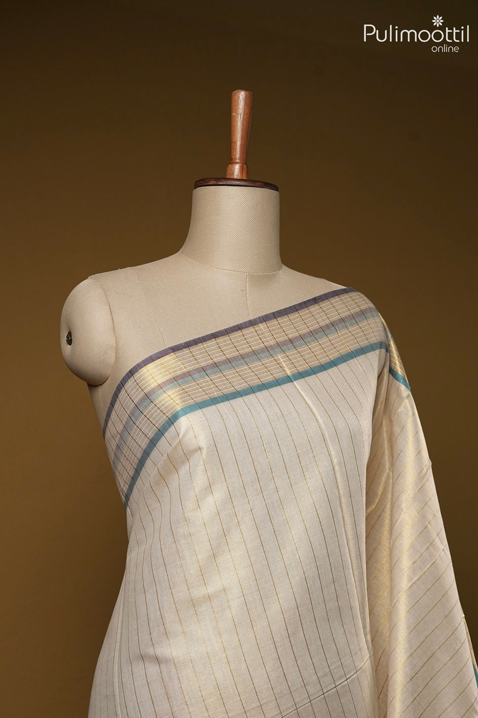 Kerala traditional golden tissue set saree