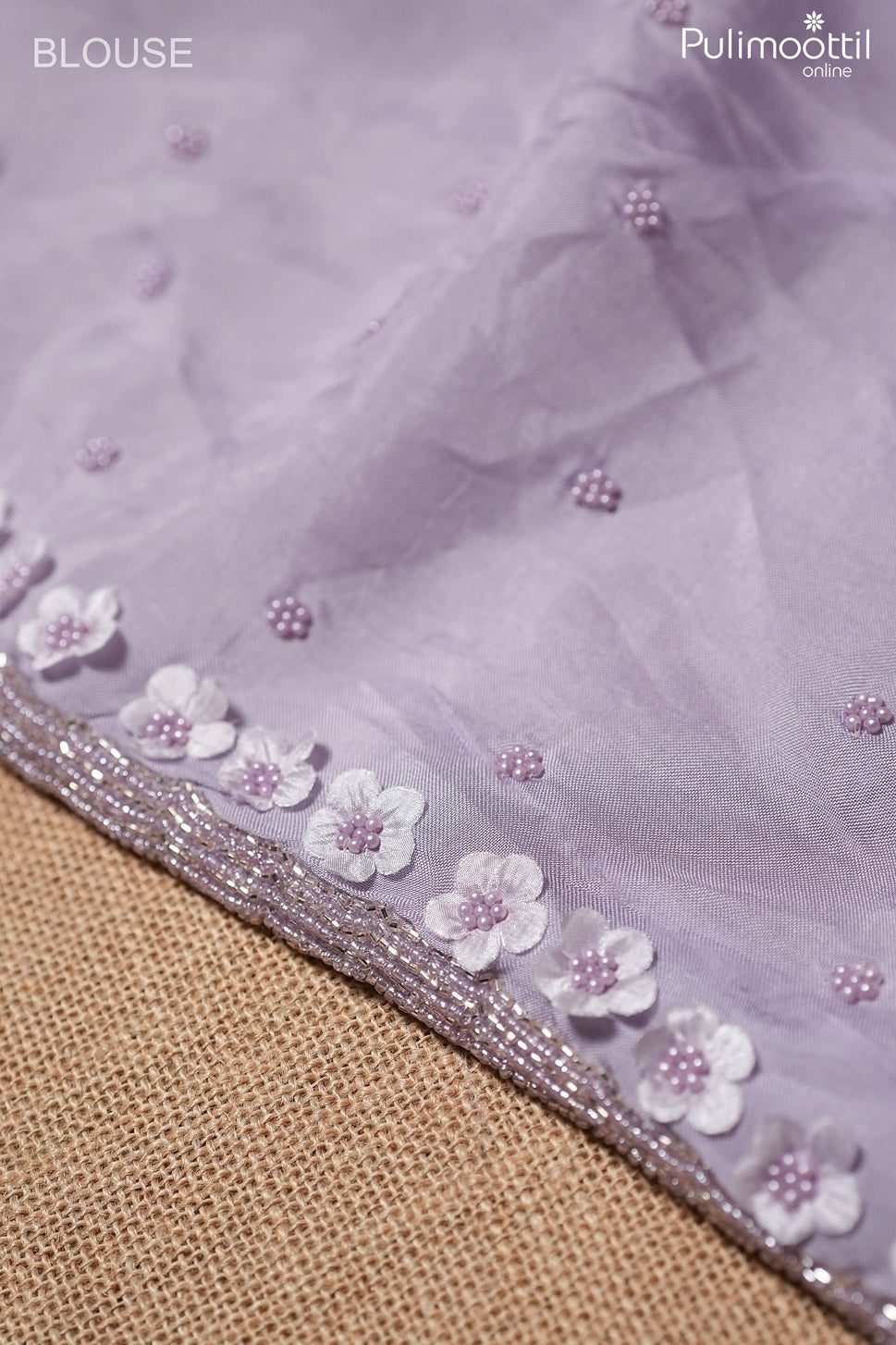 Lavender color Turkish organza fancy saree