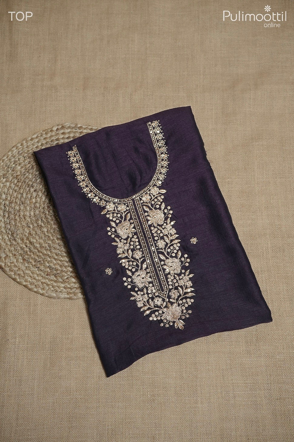 DARK ROYAL PURPLE VICHITHRA SILK UNSTITCHED SALWAR SET