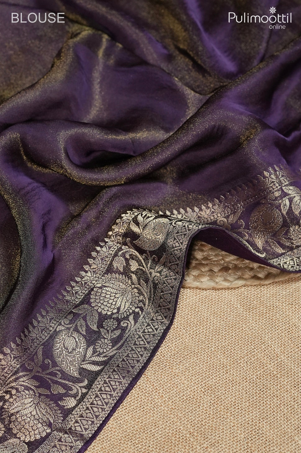 Dark violet color golden tissue Banarasi saree