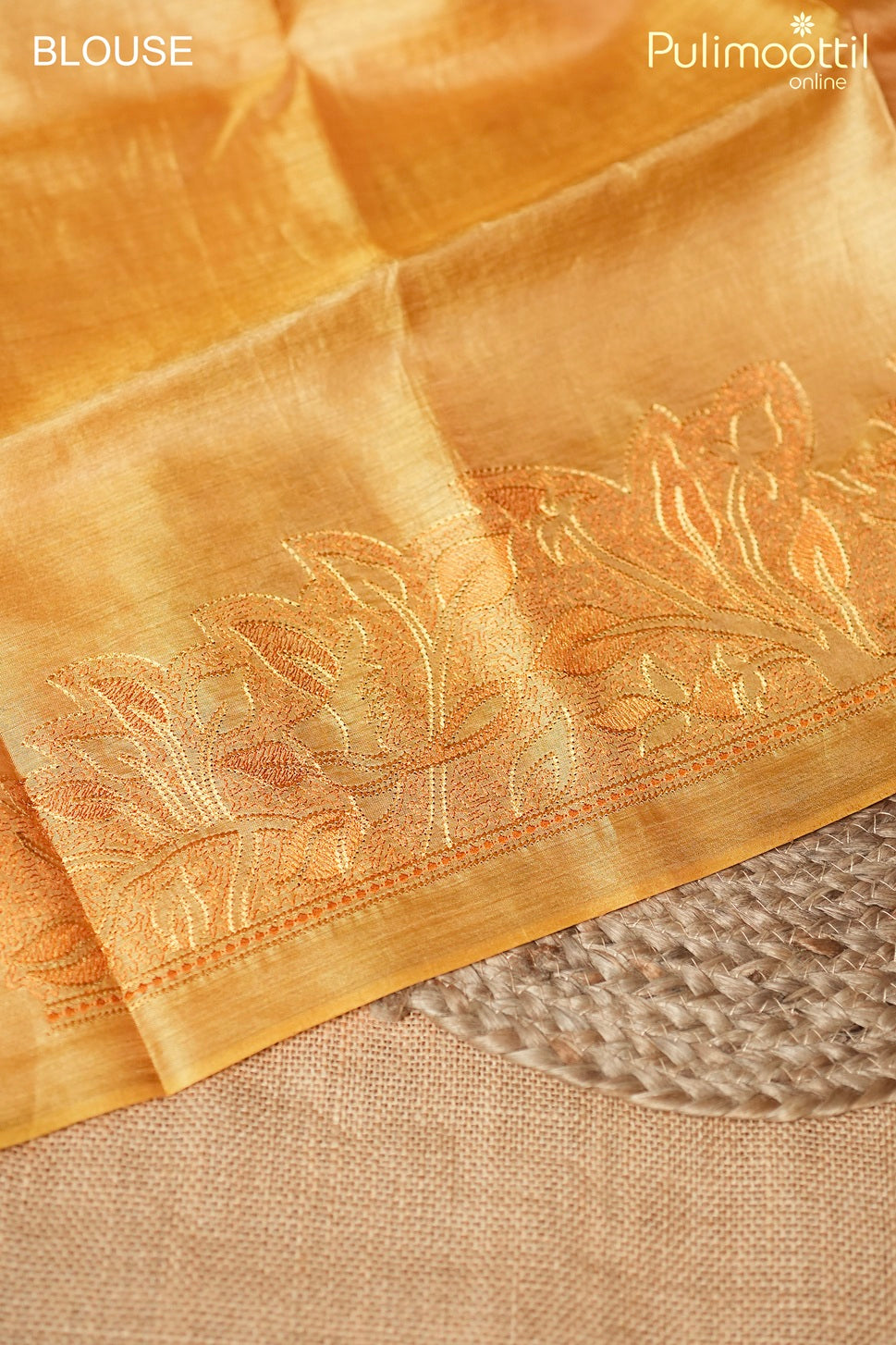 Golden yellow color Tussar silk saree
