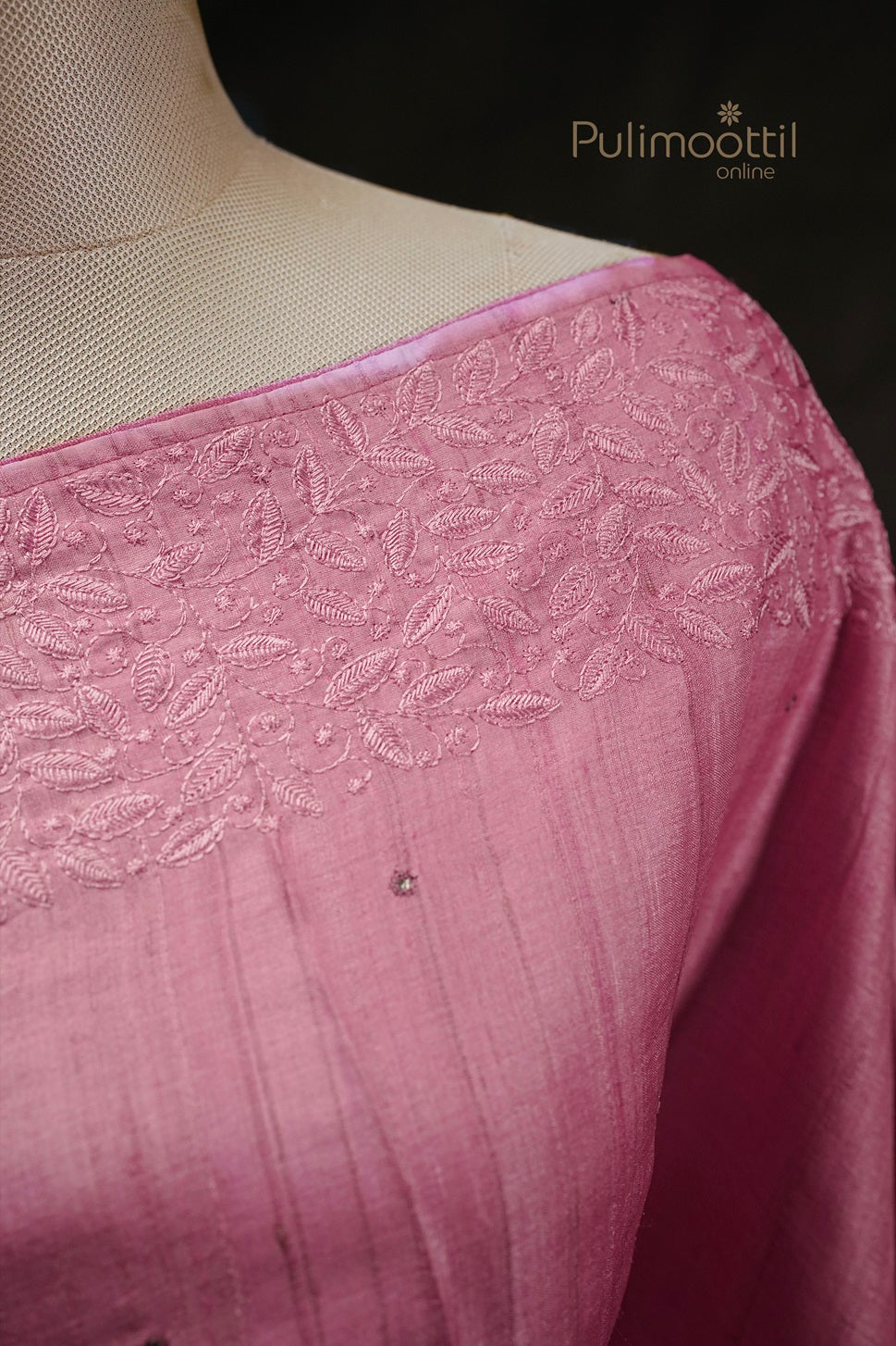 Pastel Pink Colour Tussar Silk Saree
