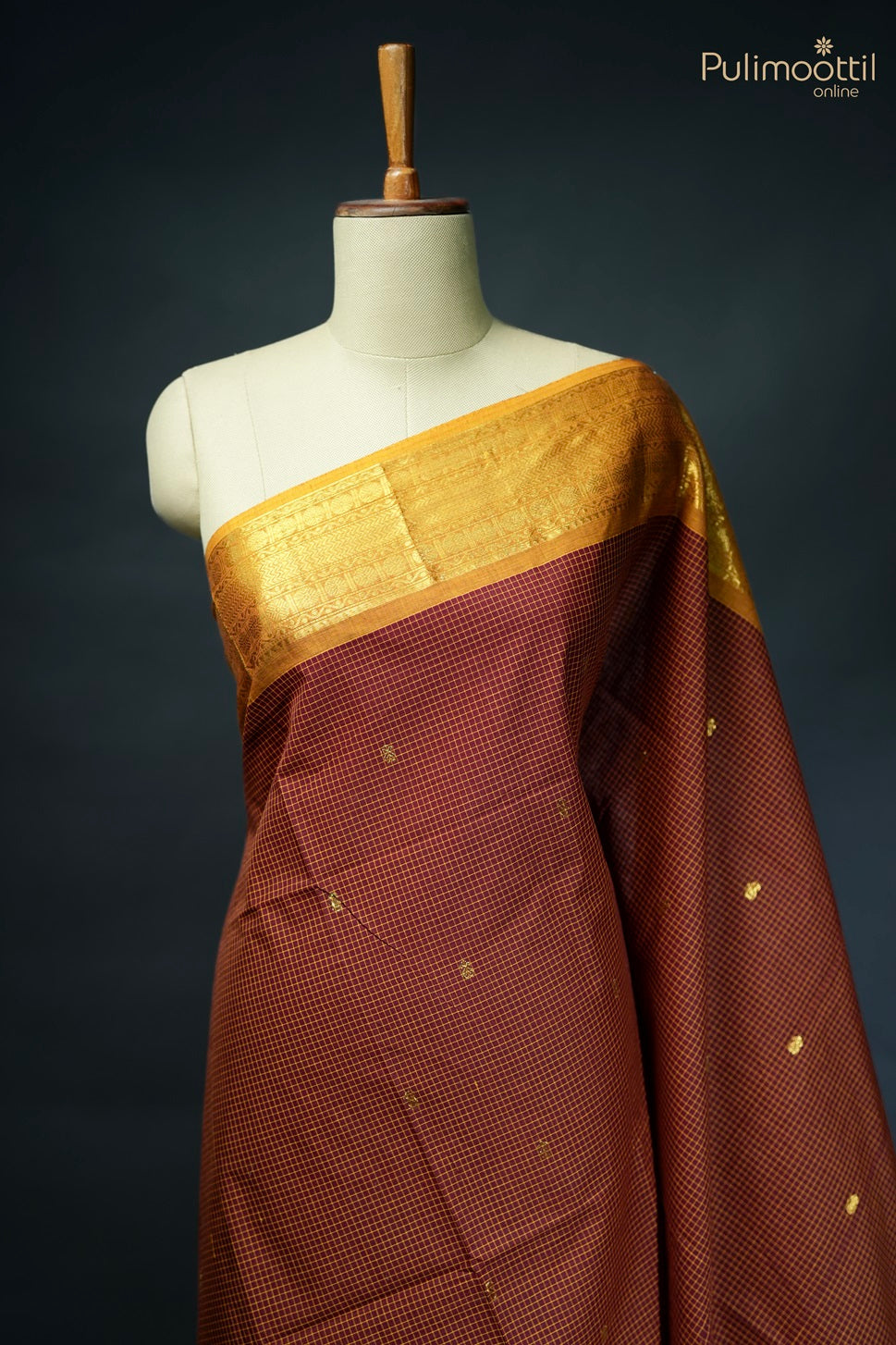 Maroon Colour Kalyani Check Cotton Saree