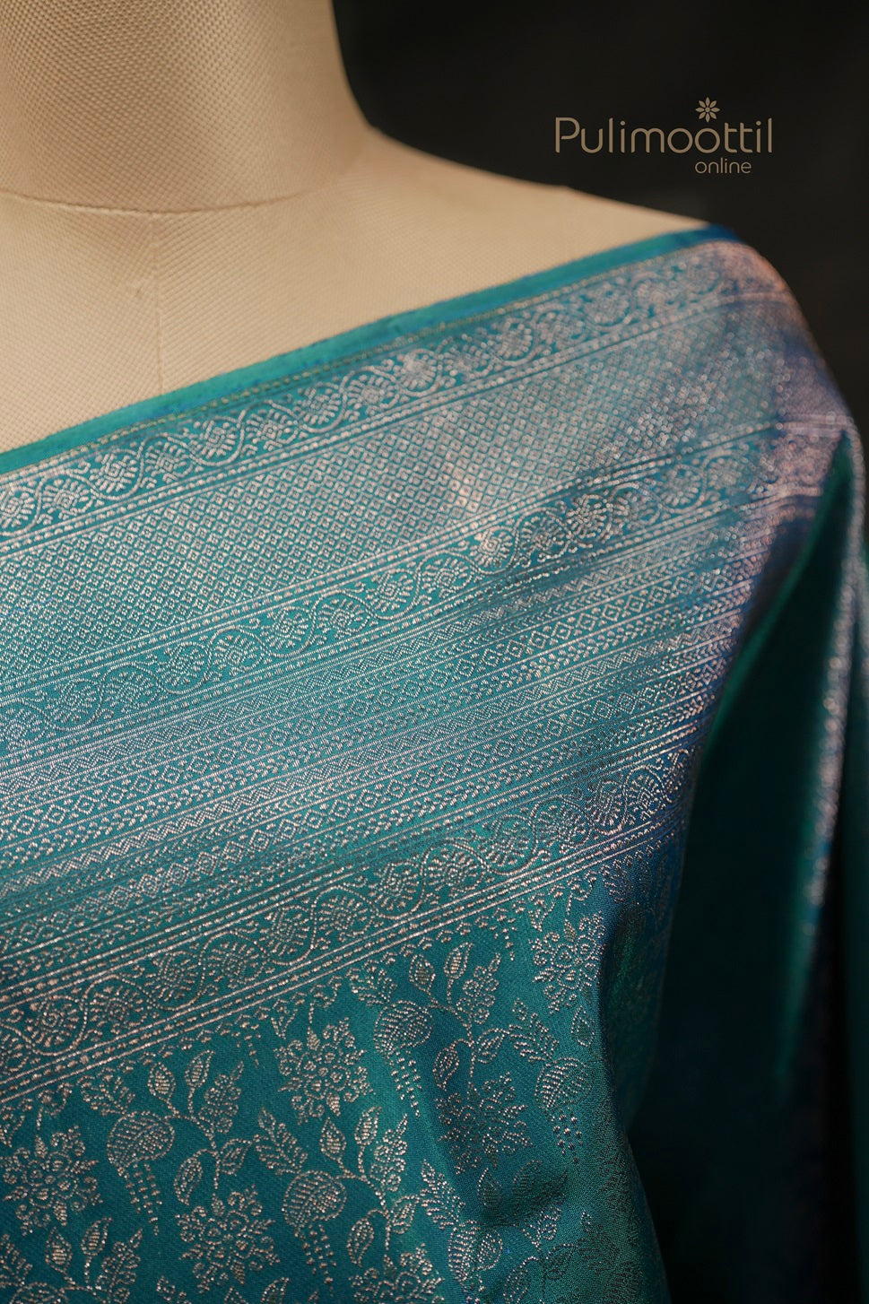 Peacock Green Colour Kanchipuram Brocade  Wedding Saree