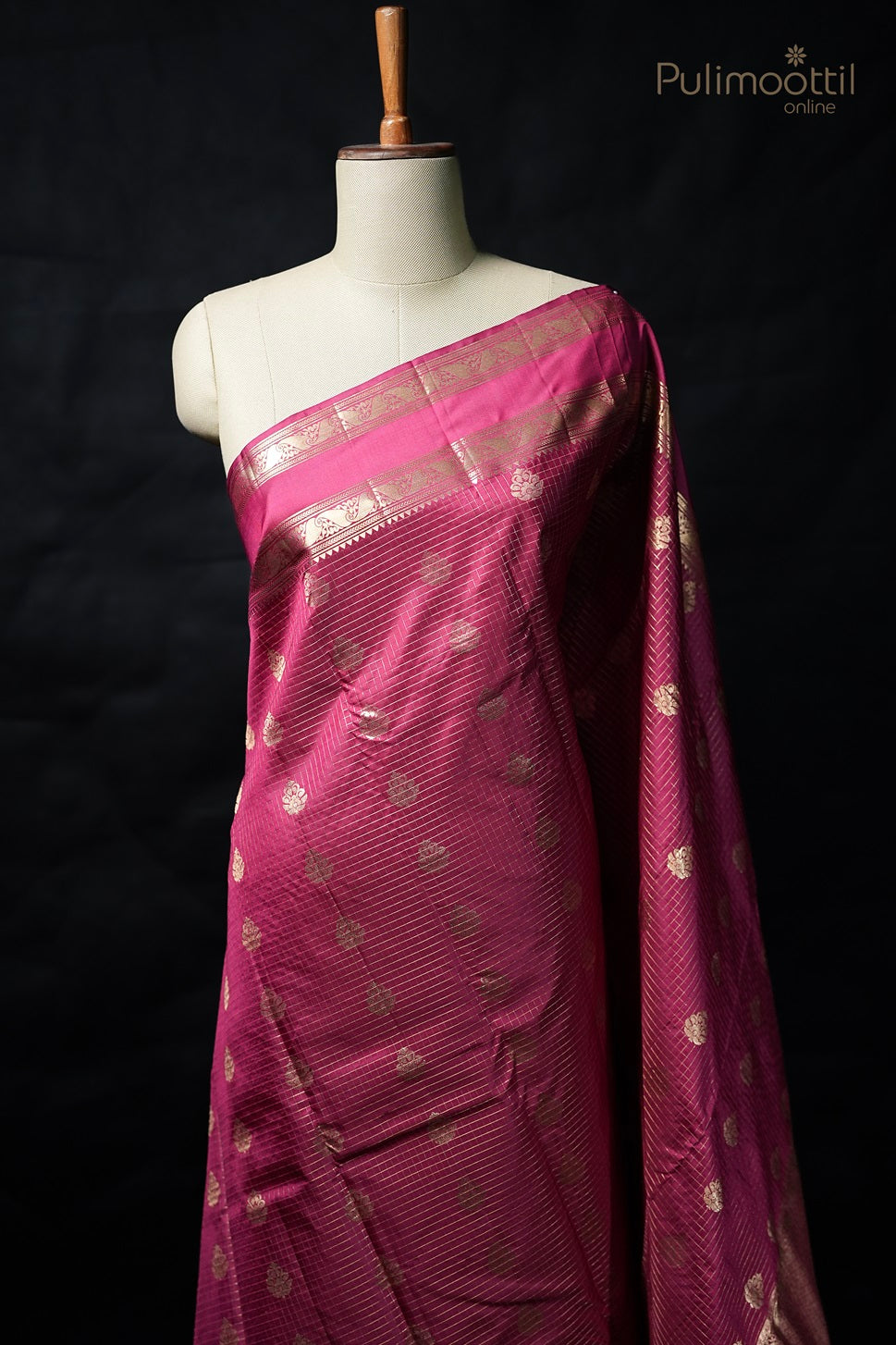 Dark Pink Colour Kanchipuram Designer Saree