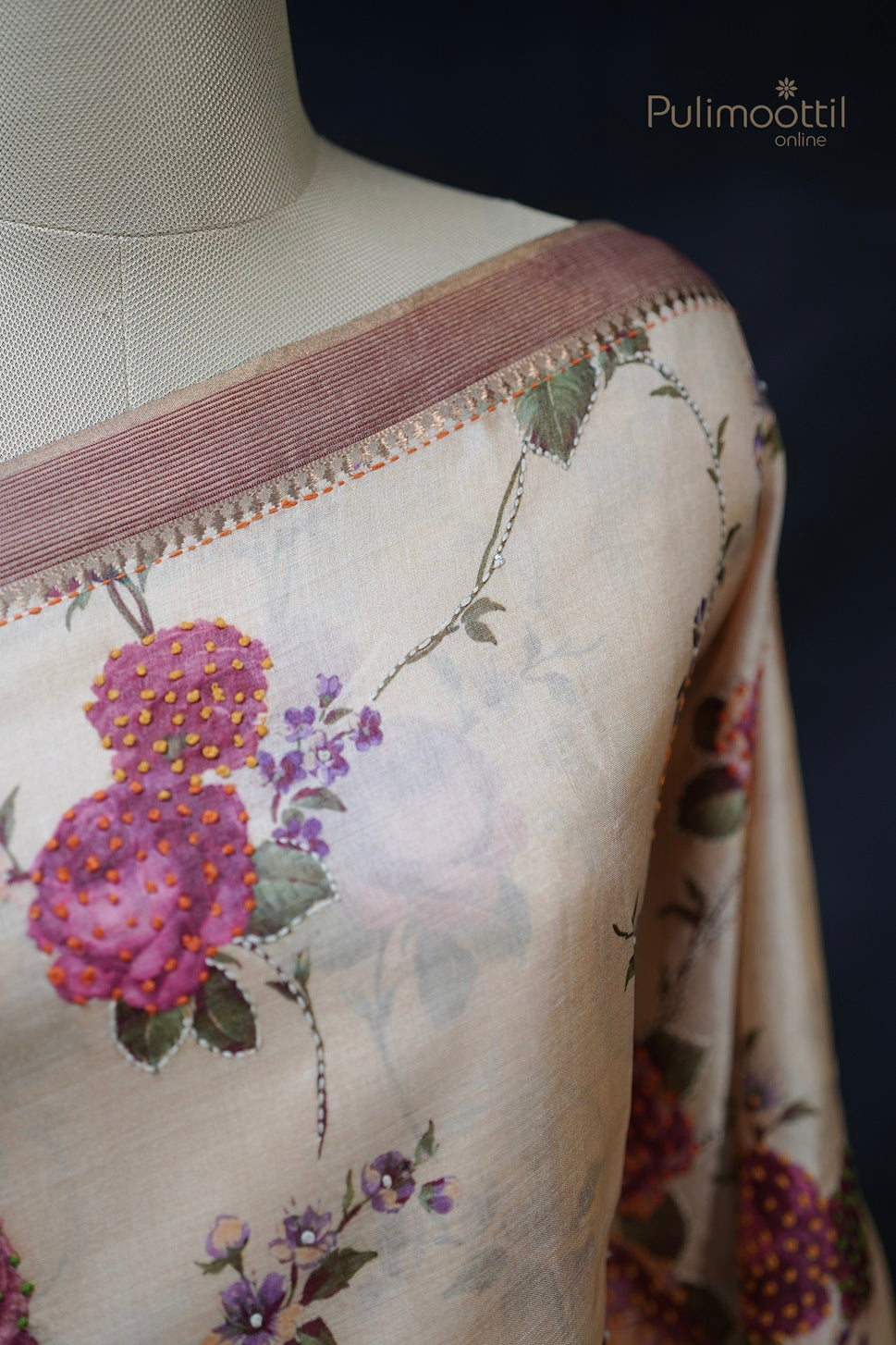 Golden Yellow Colour Printed Hand Work Tussar Silk Saree