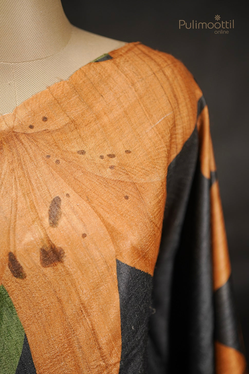 Black Colour Printed Jute Silk Saree