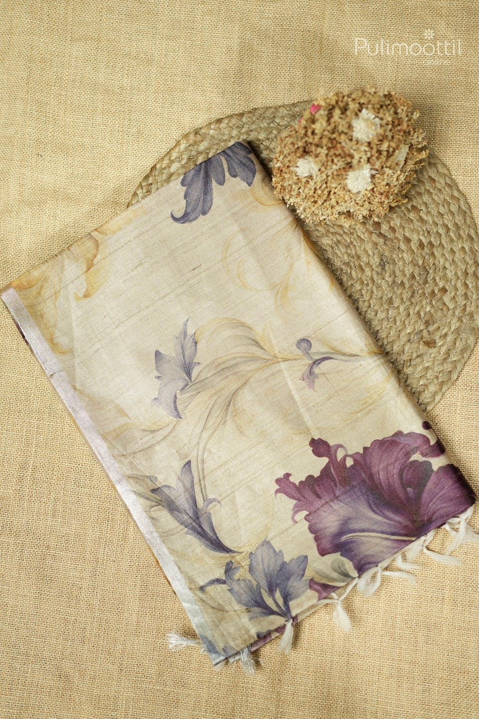 Pastel Chikoo Shade Tussar Silk Saree