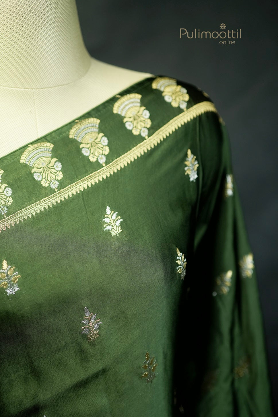 Olive Green Colour Banarasi Saree