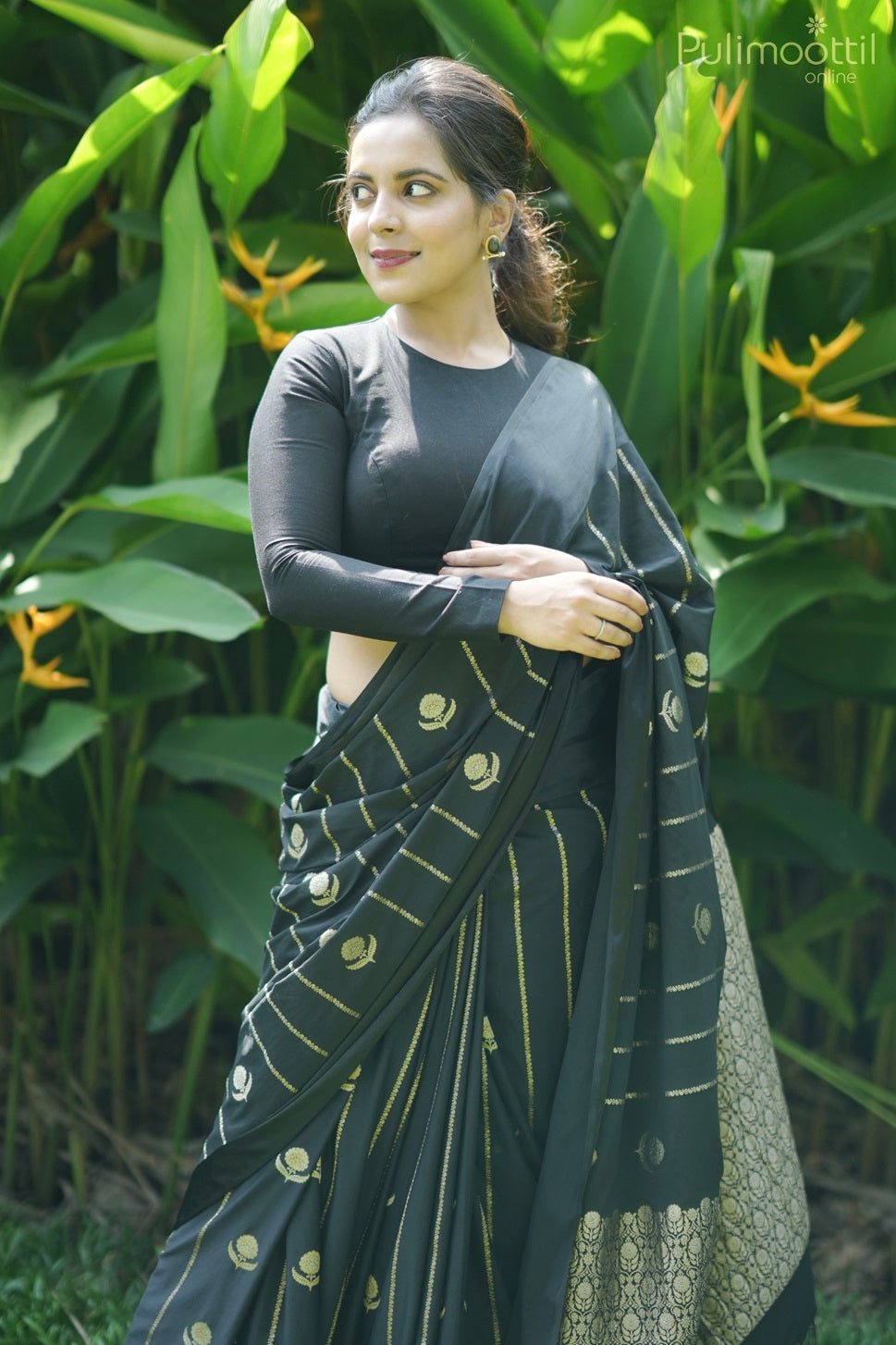 Black Colour Chiffon Banarasi Saree