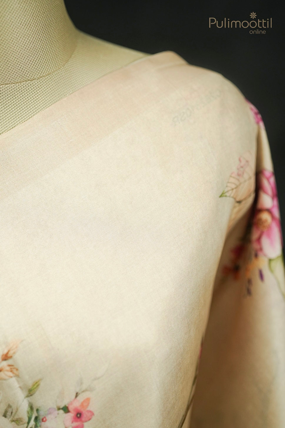 Ivory Colour Digital Print Tussar Silk Saree