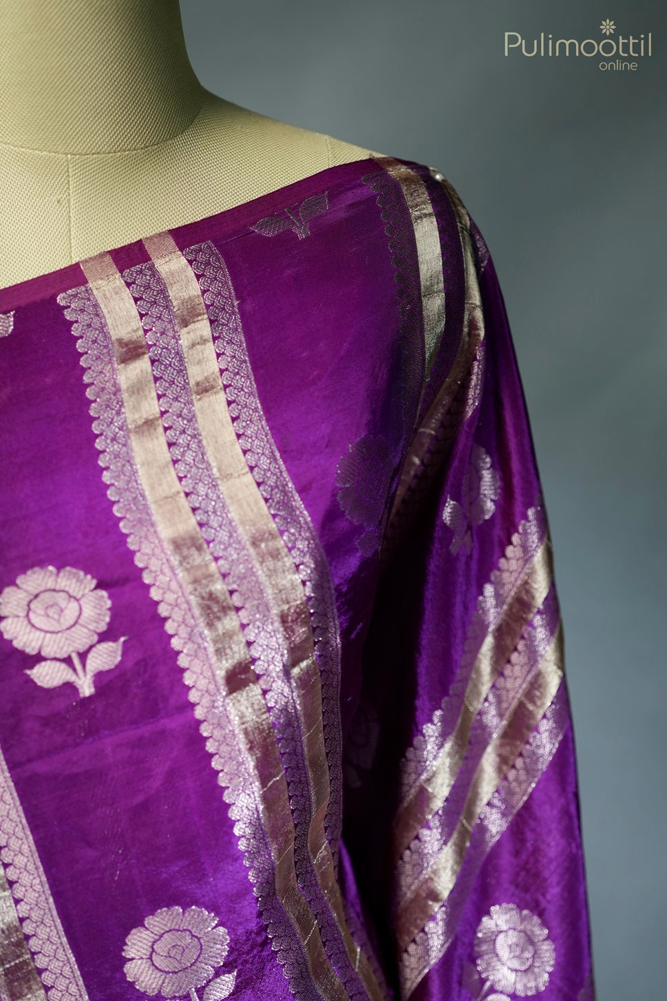 Violet-colored organza fancy saree