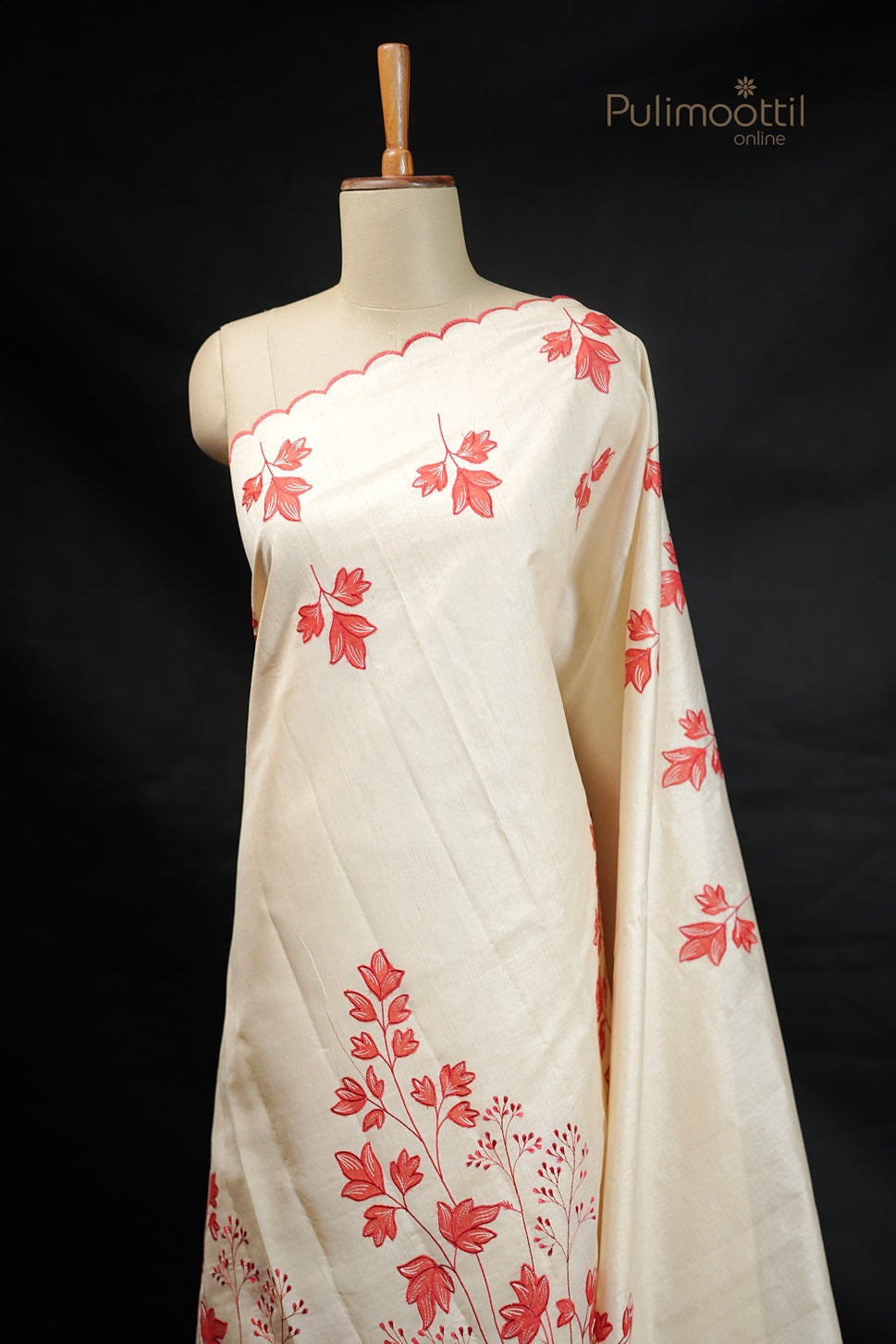 Off White Colour Applique Work Fancy Saree
