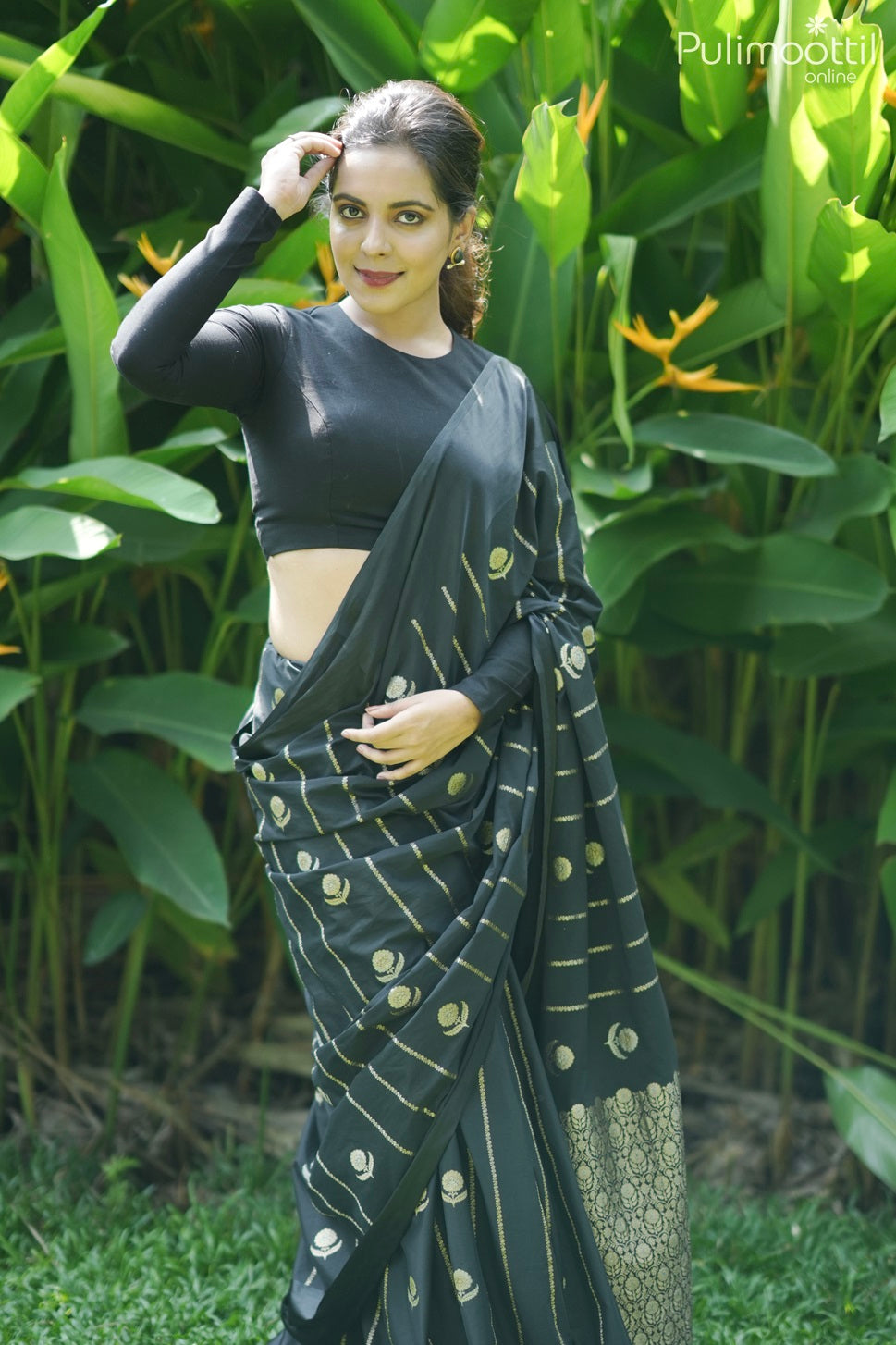 Black Colour Chiffon Banarasi Saree