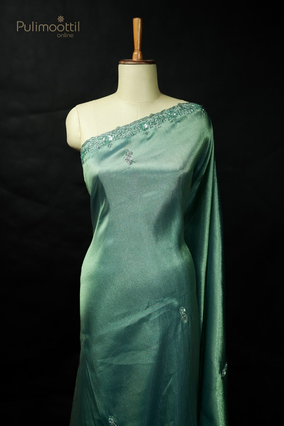 Teal Green Colour Golden Tissue Organza Fancy Saree