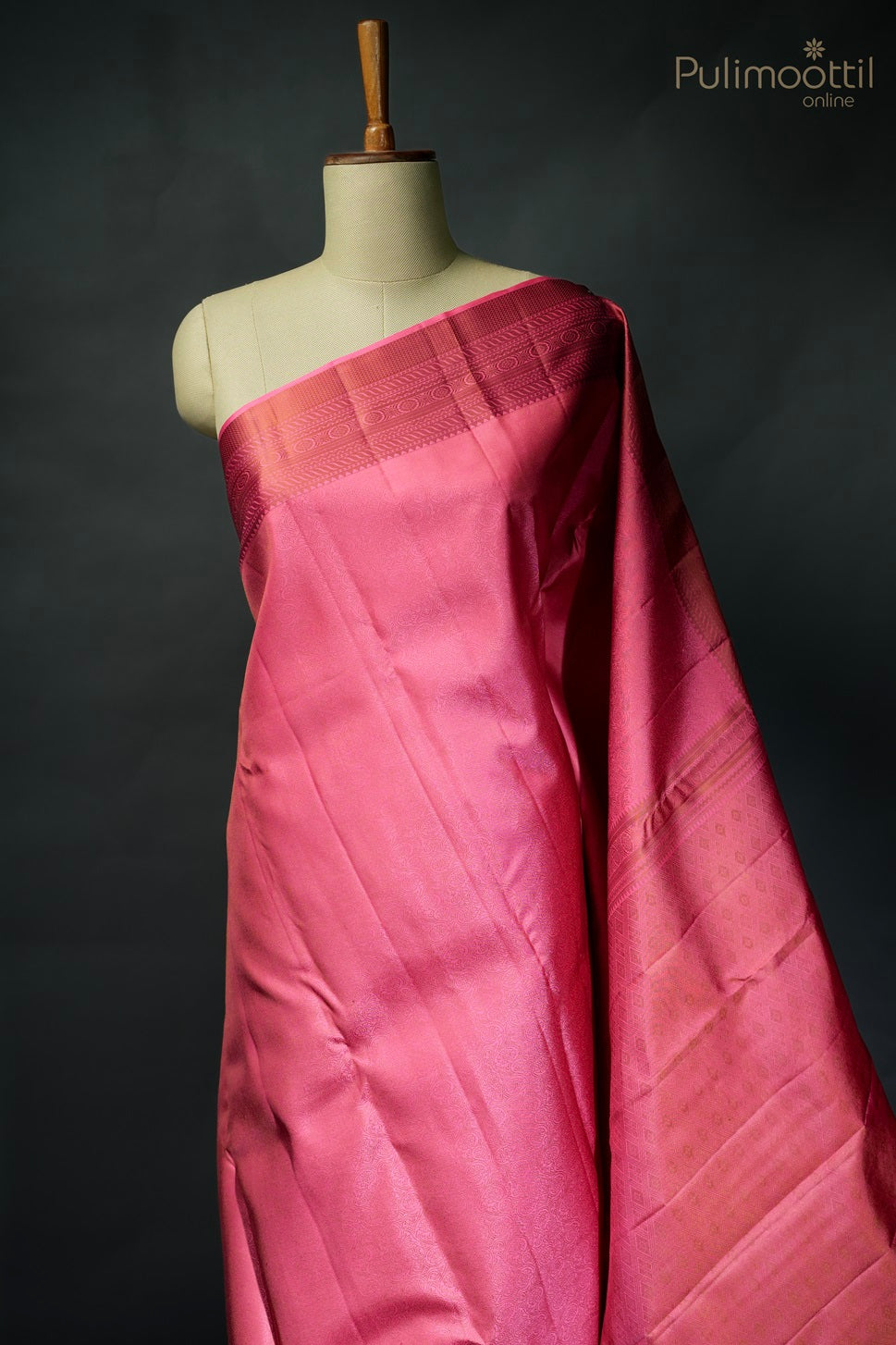 Camellia Rose Colour Kanchipuram Self-Print Designer Saree