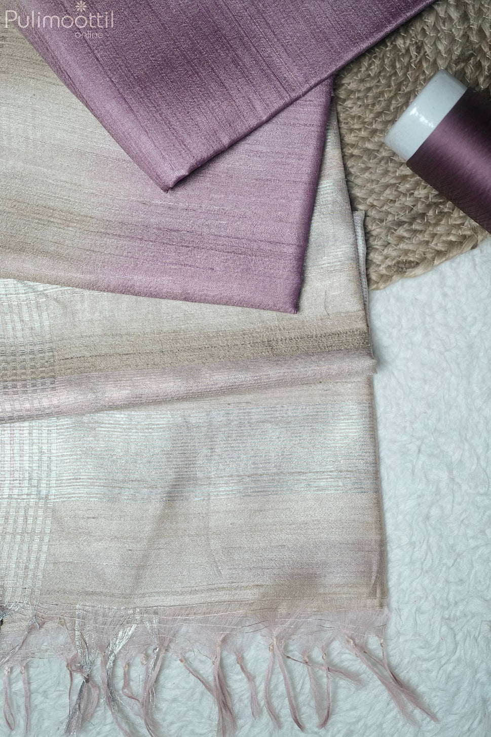Pastel Purple Shade Tussar Silk Saree