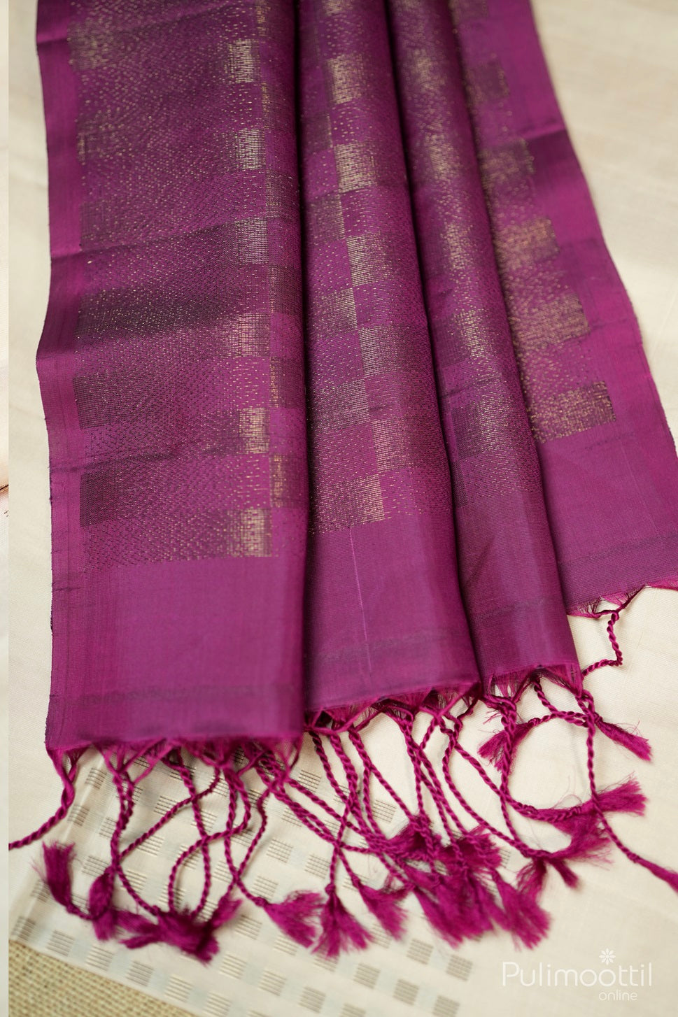 Ivory Colour Kanchipuram Soft Silk Saree