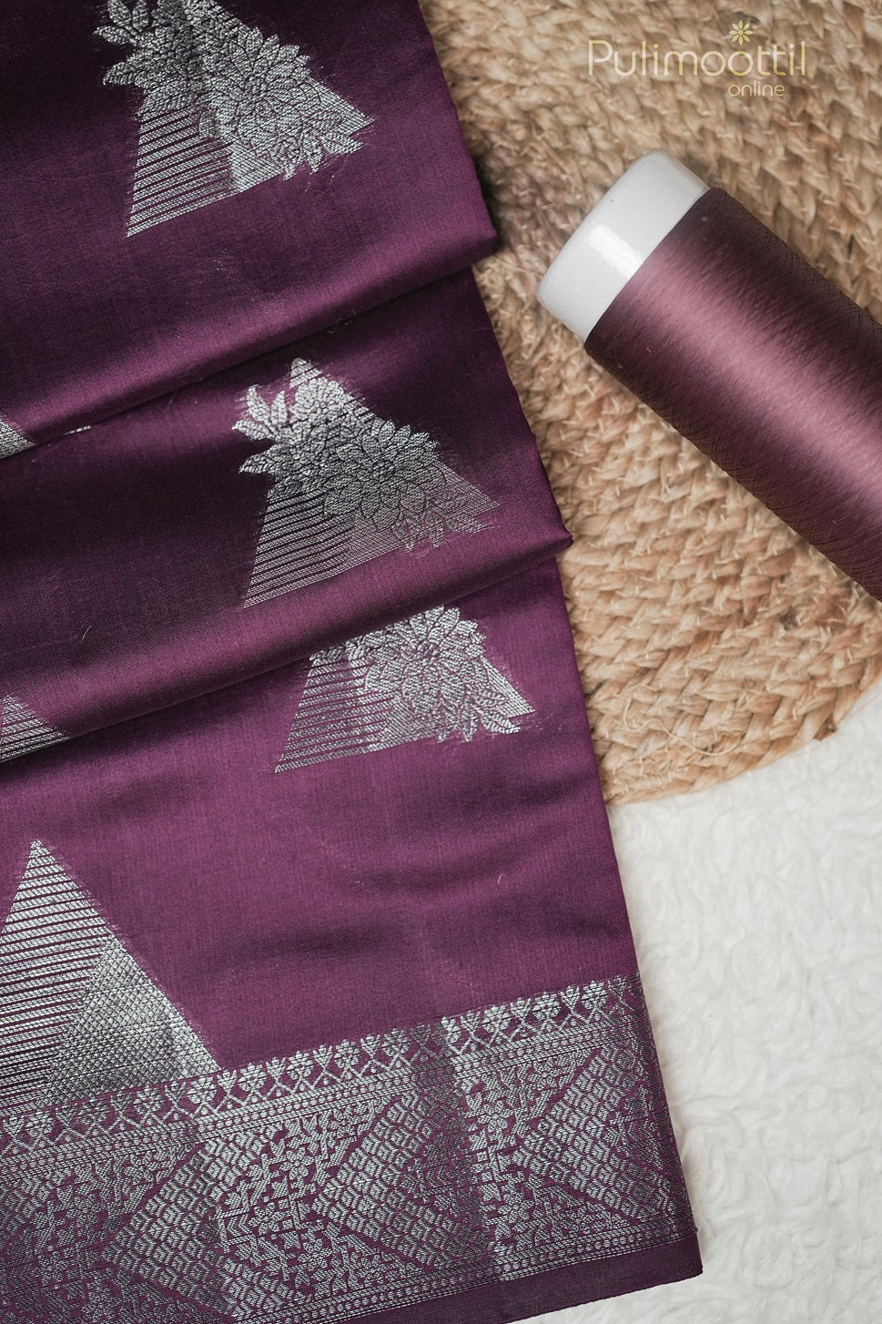 Wine Colour Chiniya Silk Saree