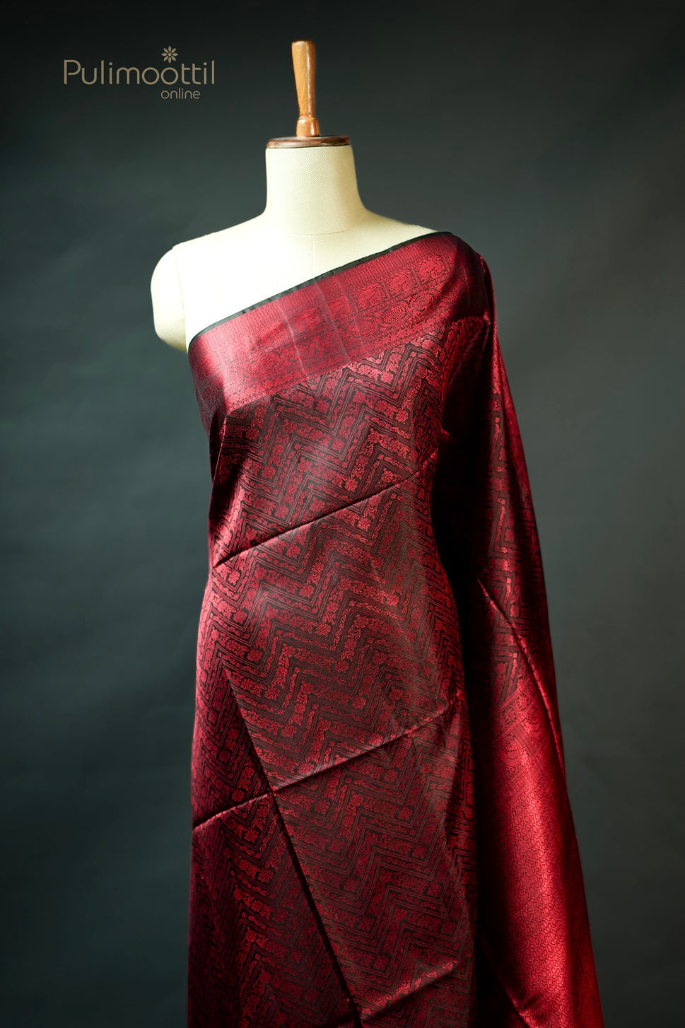 Black Colour Self-Print Kanchipuram Soft Silk Saree