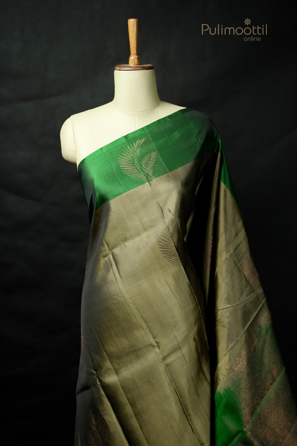 Pastel Olive Green Colour Kanchipuram Soft Silk Saree