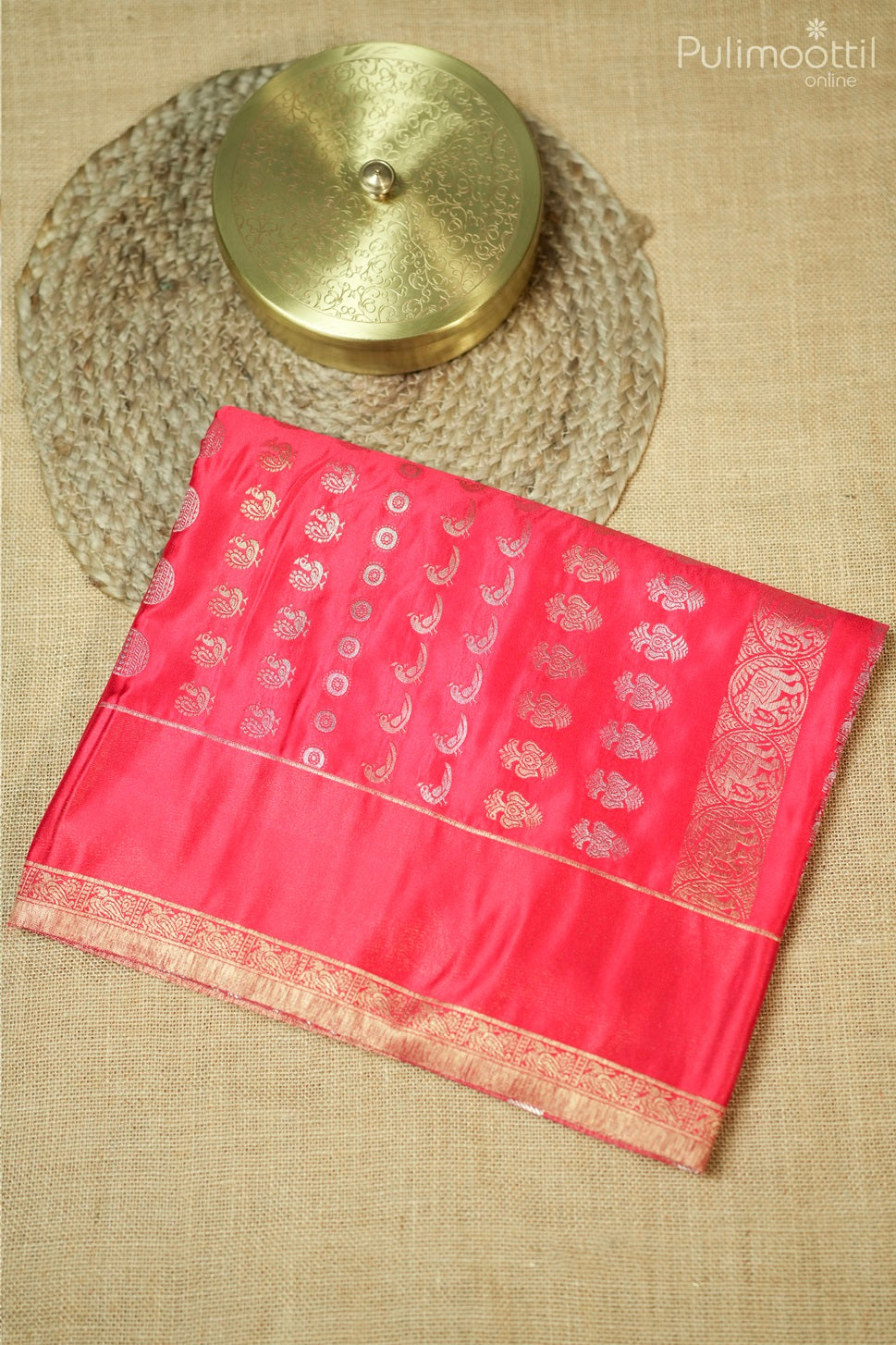 Chilli Red Colour Banarasi Saree