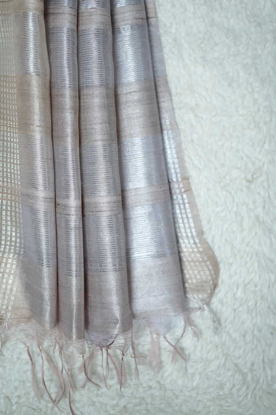 Pastel Purple Shade Tussar Silk Saree