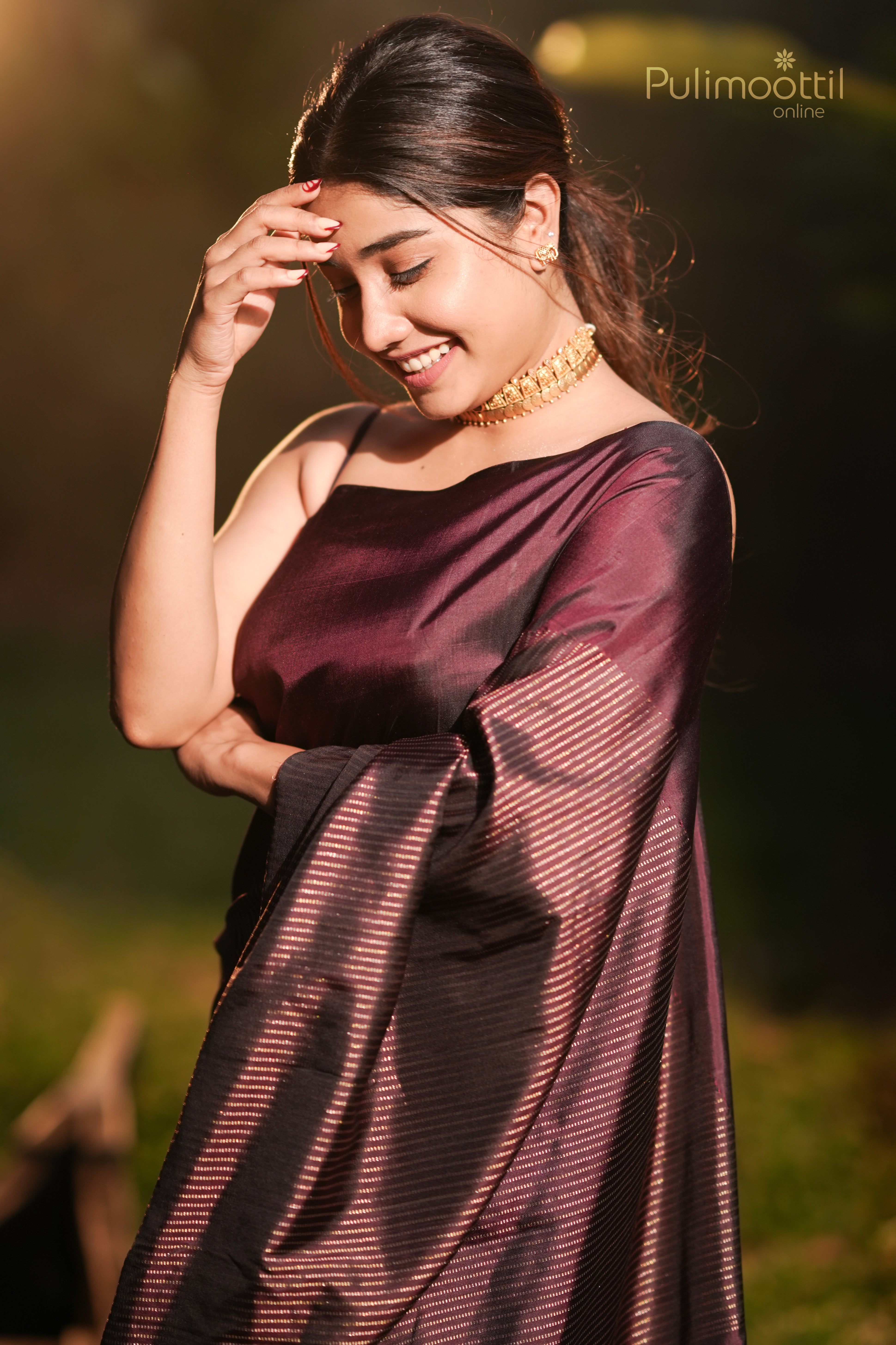 Purple Plum Colour Pure Kanchipuram Silk Saree