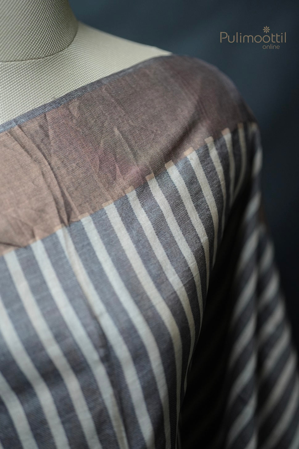 Dark Cream Colour Tussar Silk Saree