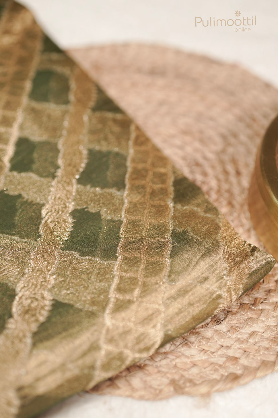 Bottle Green Colour Golden Tissue Banarasi Saree