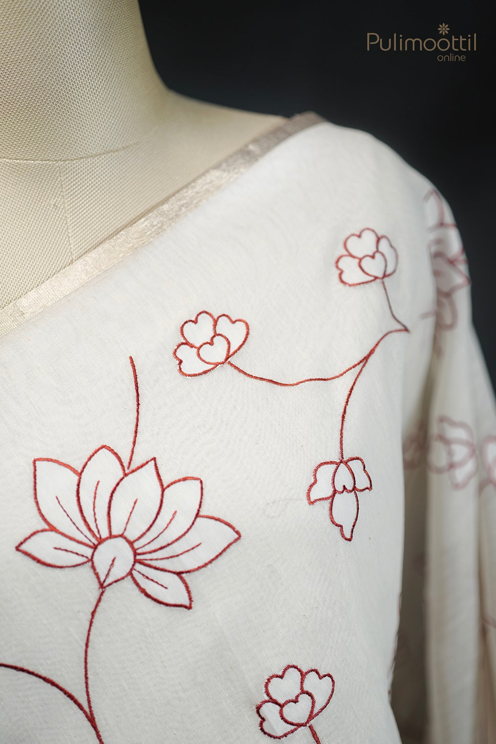 Cream Colour Chanderi Silk Saree