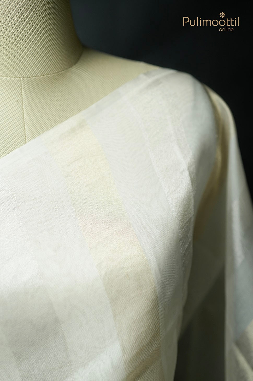 Dark Cream Colour Organza Fancy Saree