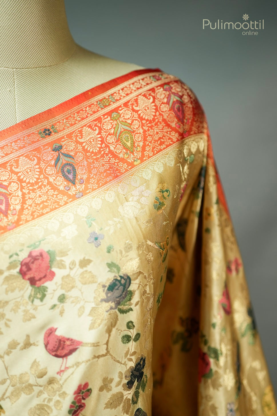 Pastel Chikoo Colour Banarasi Saree