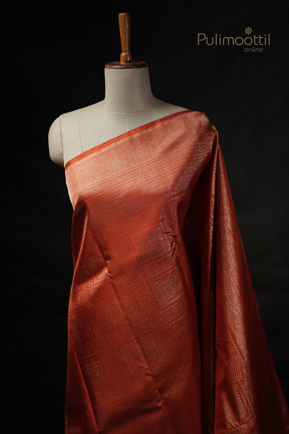 Scarlet Colour Kanchipuram Brocade Wedding saree