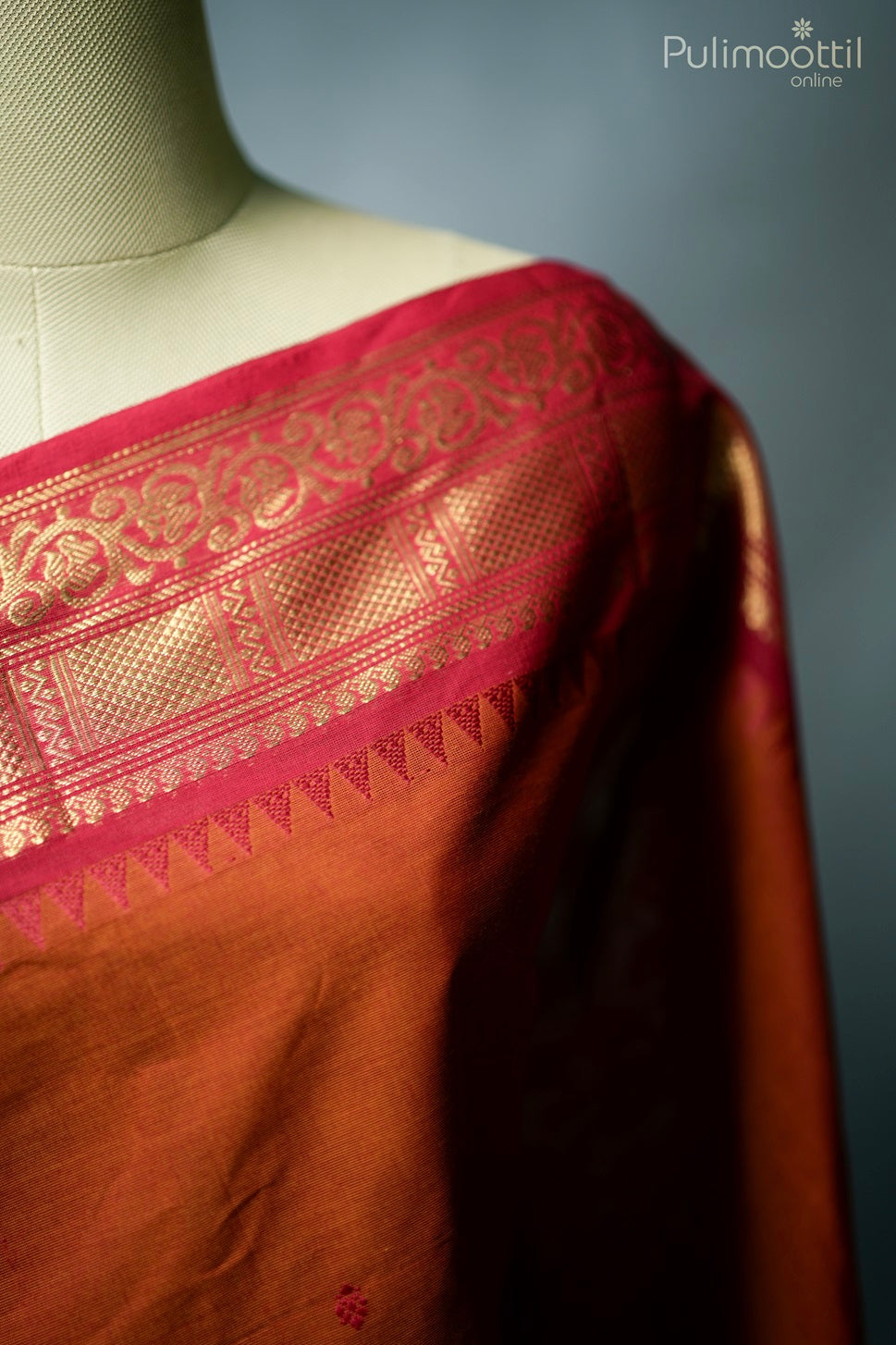 Brick Red Colour Kalyani Cotton Saree