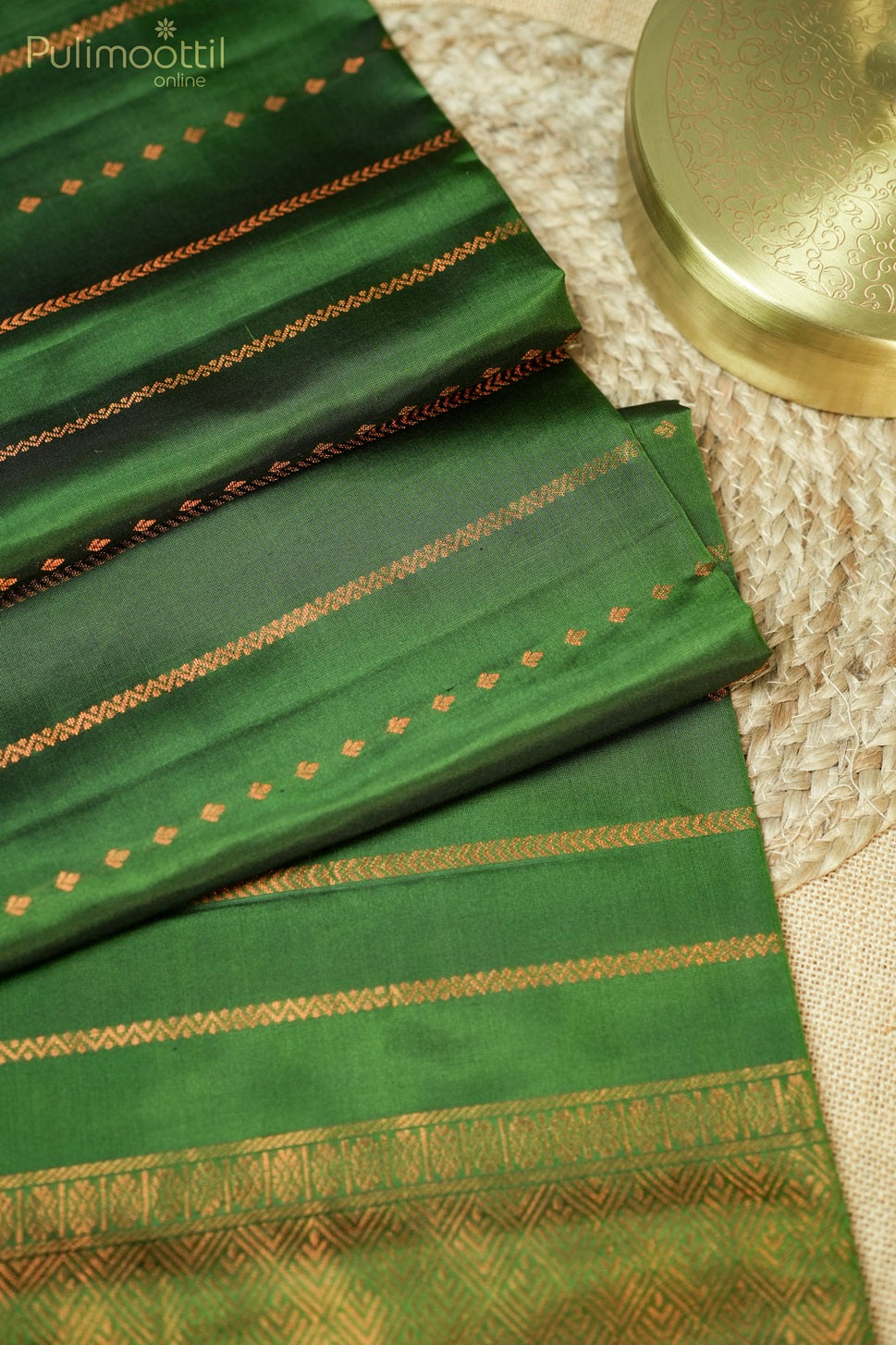 Olive Green Colour Kanchipuram Soft Silk Saree