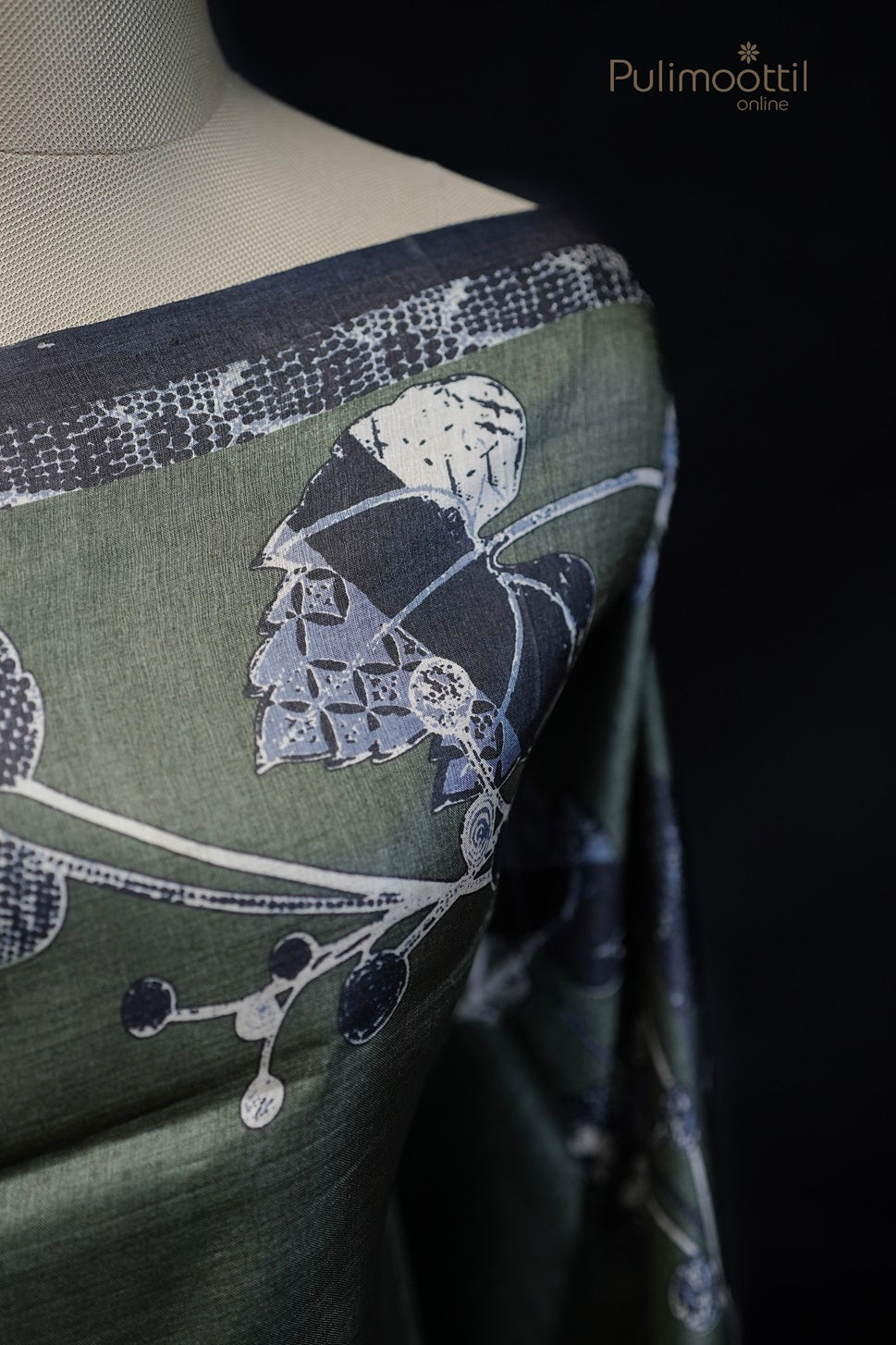 Olive green Colour Tussar Silk Saree