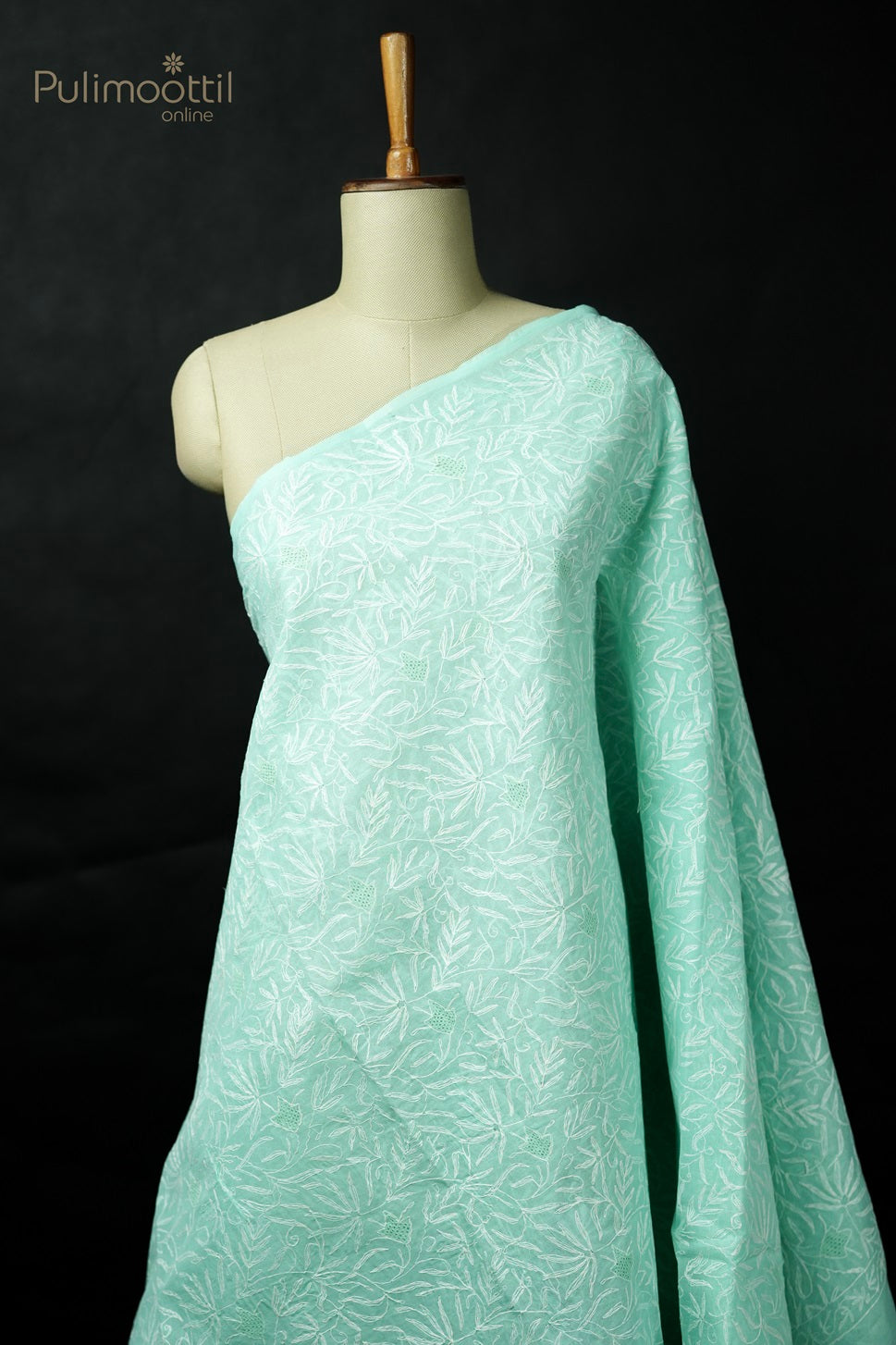 Light Sky Blue Colour Chikankari Cotton Saree