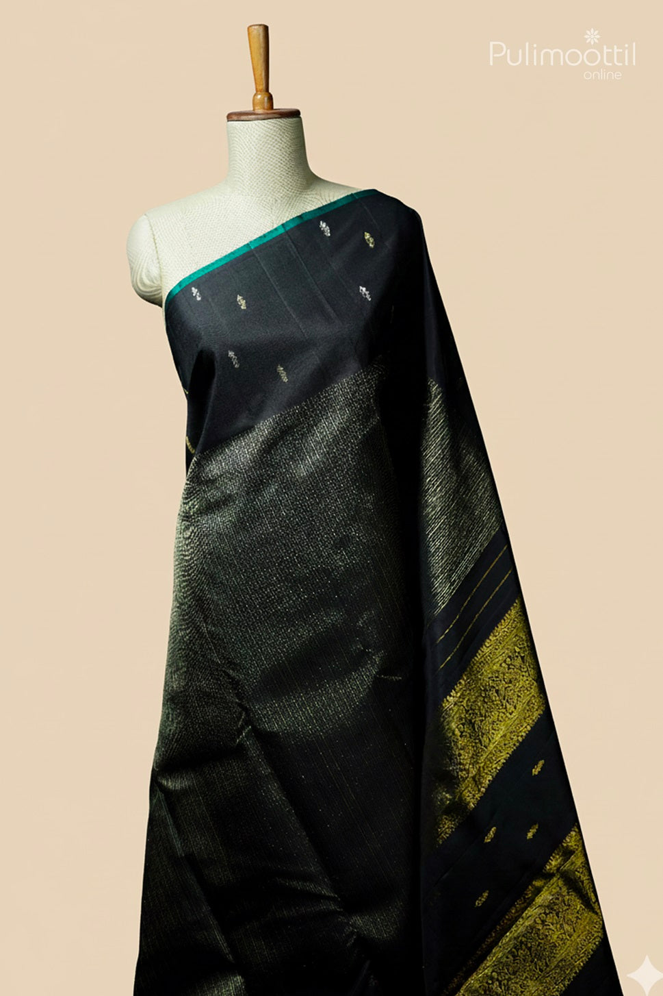 Black Colour Kanchipuram Designer Wedding Saree