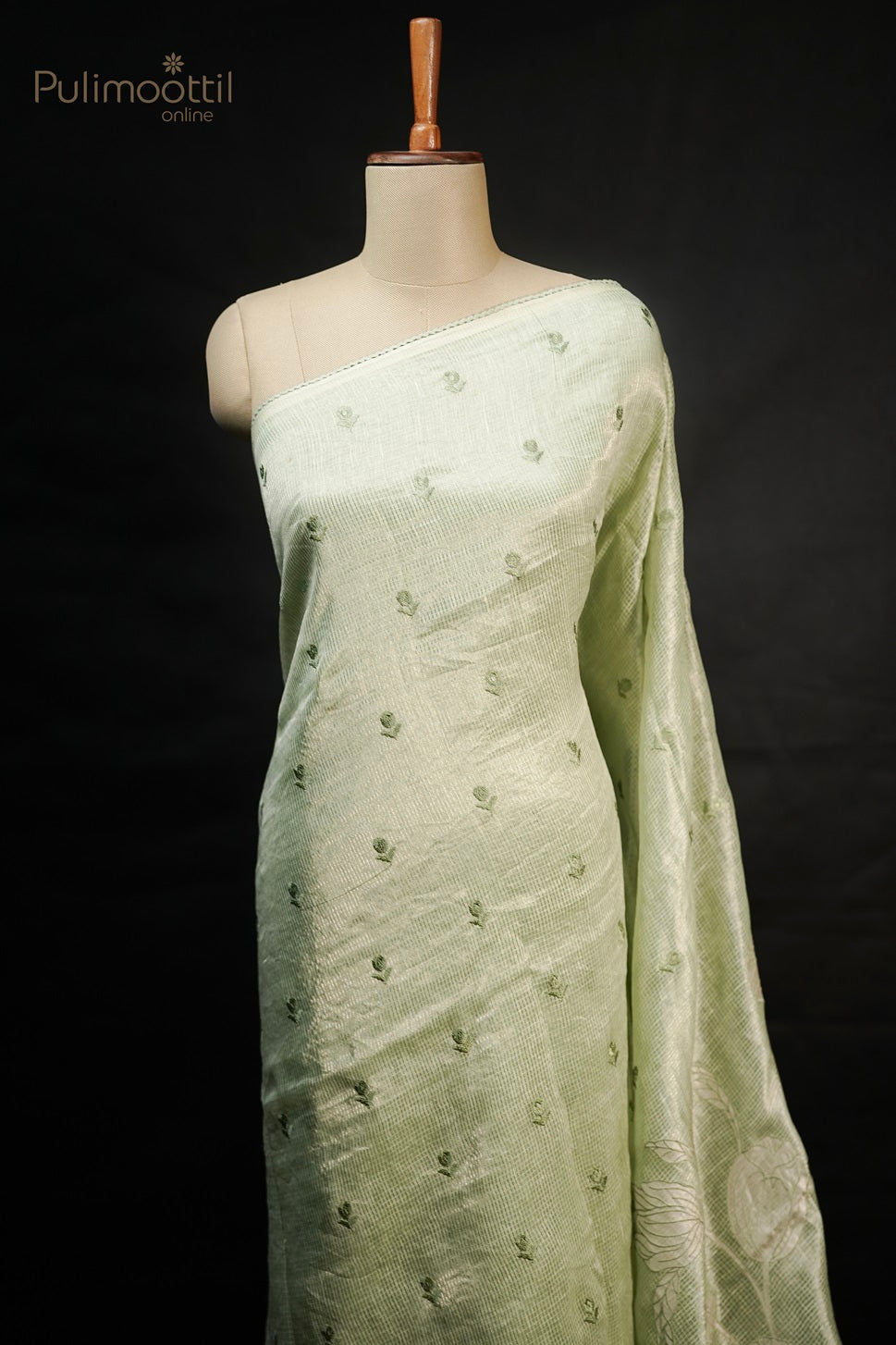 Pista Green Colour Net Cotta Fancy Saree