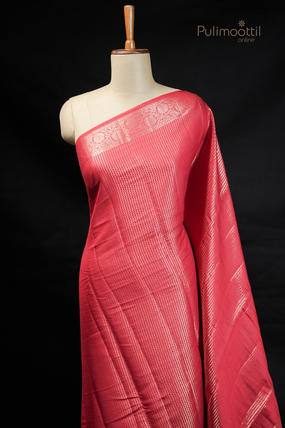 Red Colour Traditional Chiniya Silk Saree.