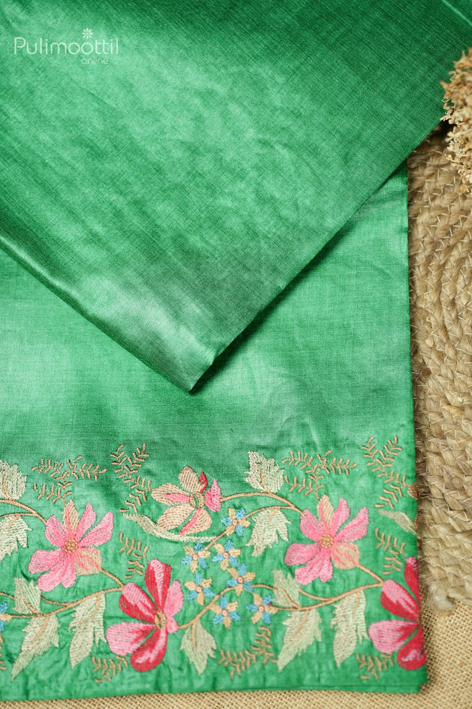 Shamrock Green Colour Tussar Silk Saree