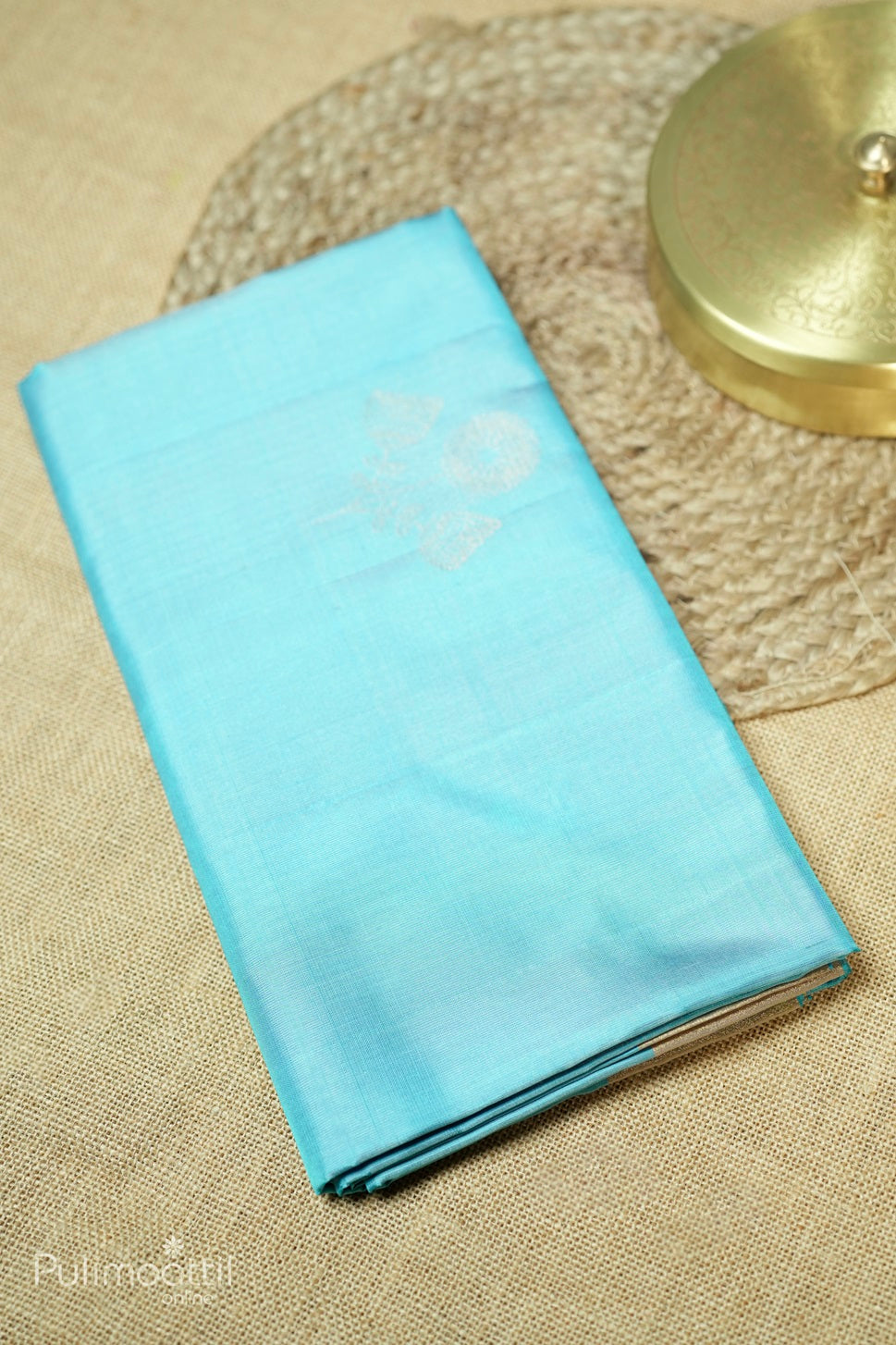 Deep Sky Blue Colour Kanchipuram Soft Silk Saree.