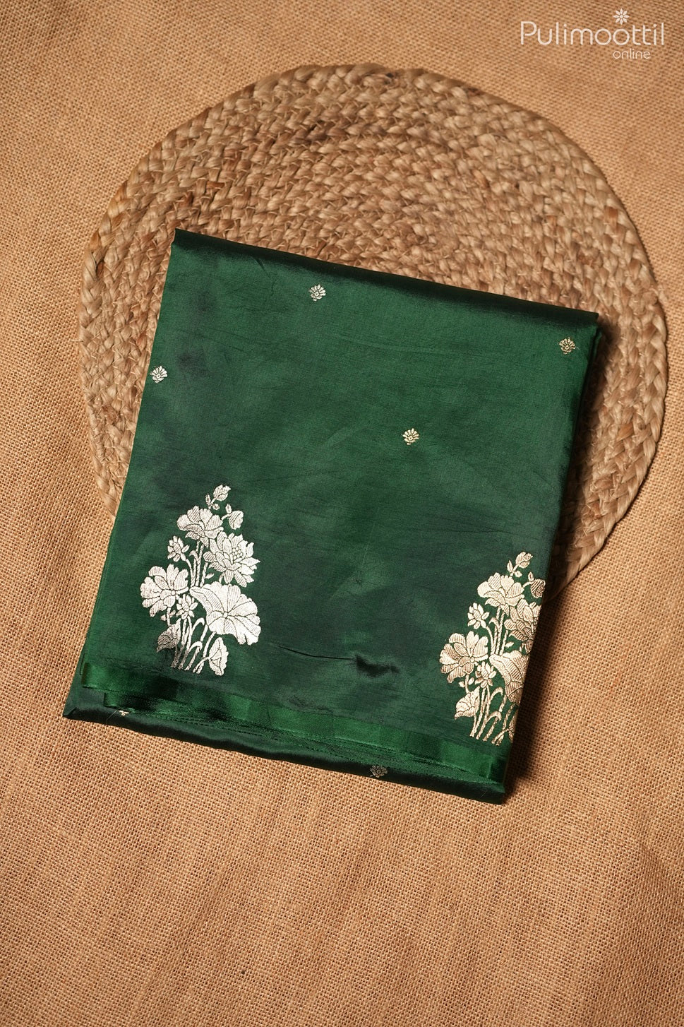 Bottle green color Mango silk saree
