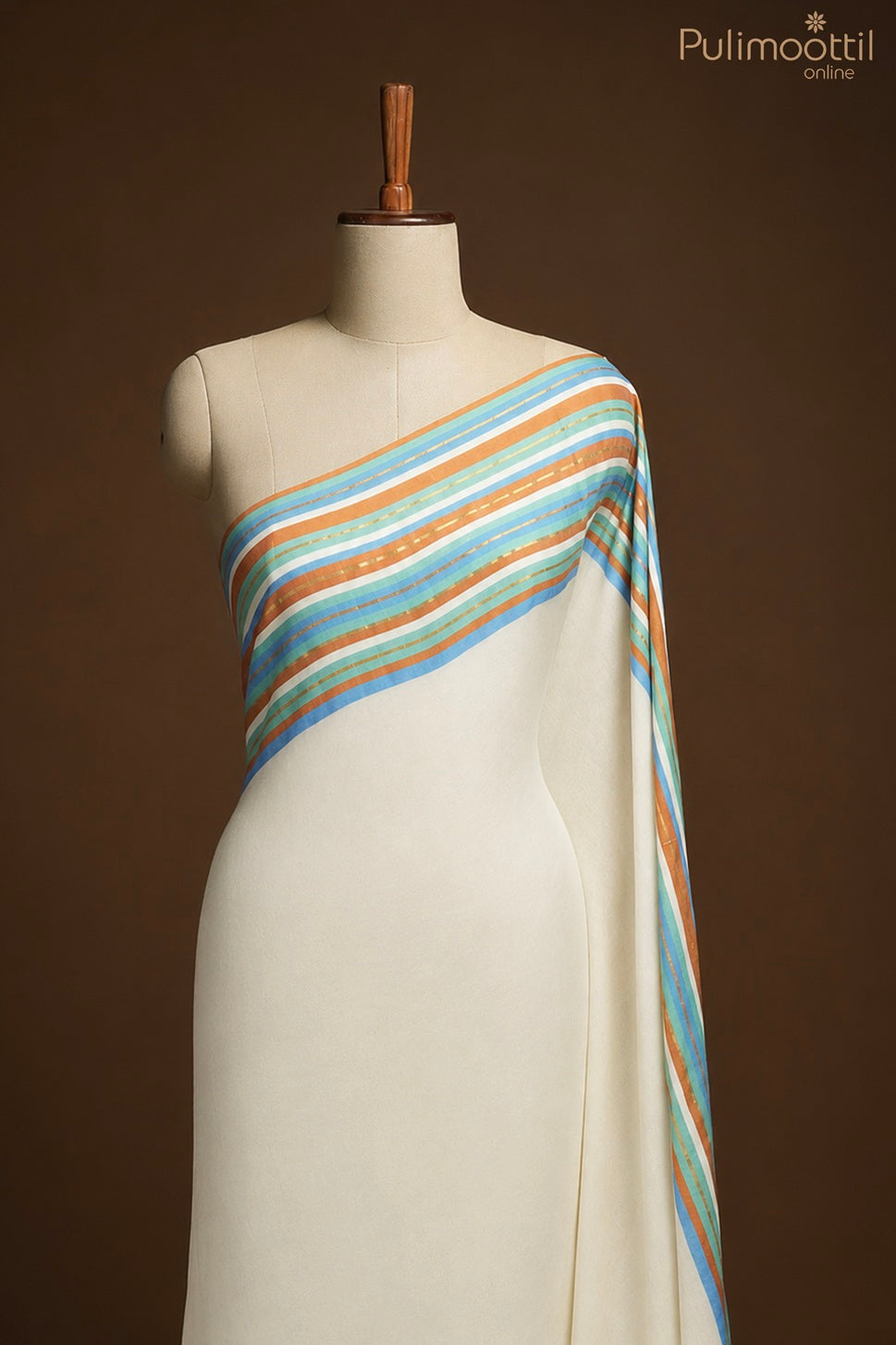 Off white color Mul Cotton saree