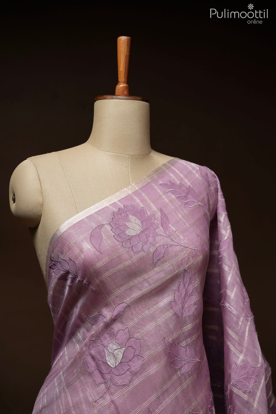 Lavender color organza saree