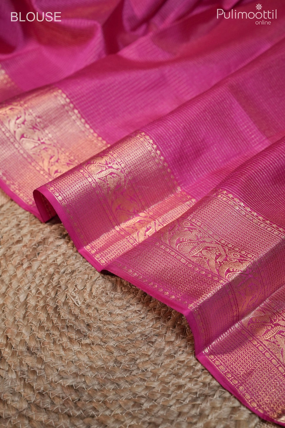 Rani pink color Kanchipuram designer saree