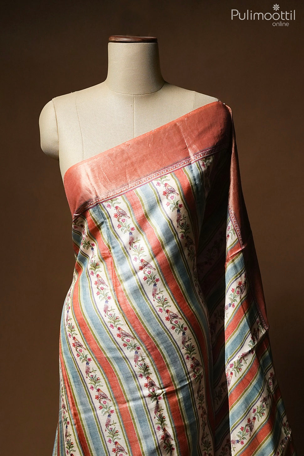 Multi color Tussar silk saree