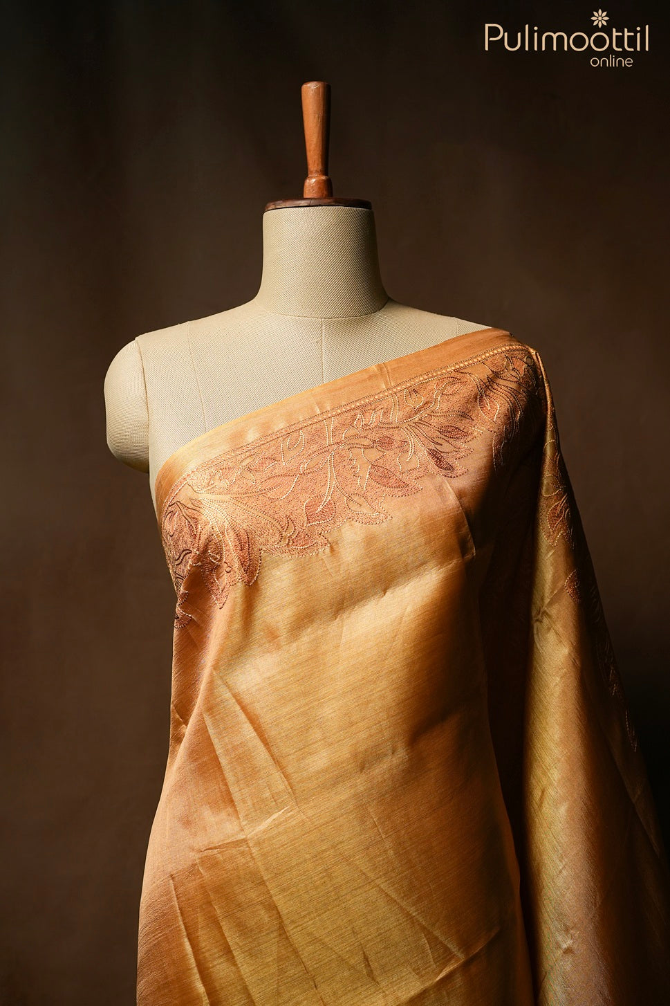 Golden yellow color Tussar silk saree